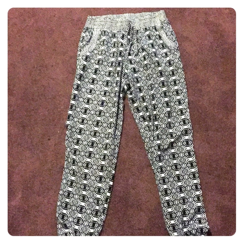 Black and white harem pants